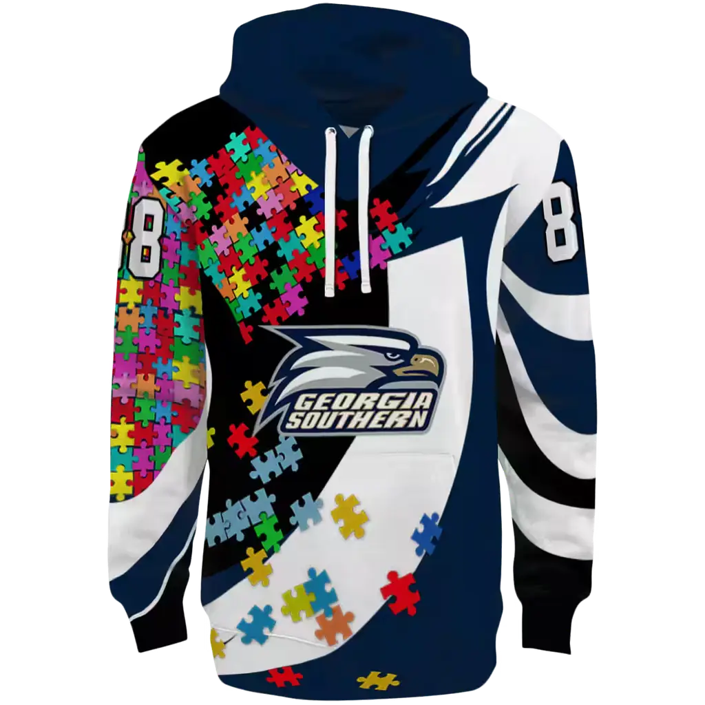personalized georgia southern eagles puzzle pieces blue hoodie best selling personalized georgia southern eagles puzzle pieces blue hoodie best selling
