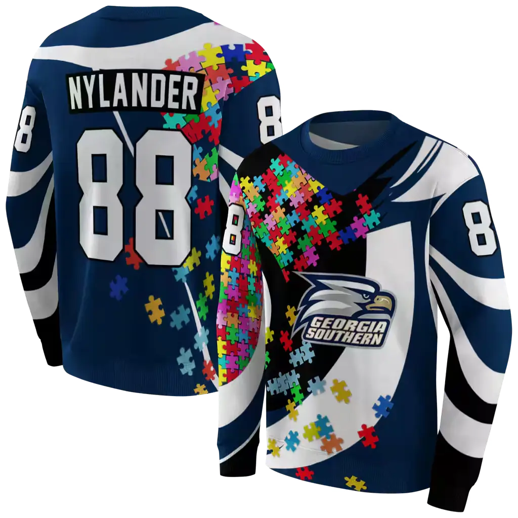 personalized georgia southern eagles puzzle pieces blue hoodie premium grade personalized georgia southern eagles puzzle pieces blue hoodie premium grade