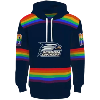 personalized georgia southern eagles rainbow stripes blue hoodie best selling