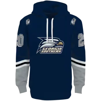 personalized georgia southern eagles striped sleeves blue hoodie best selling