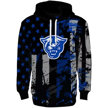 personalized georgia state panthers distressed flag blue black hoodie best selling