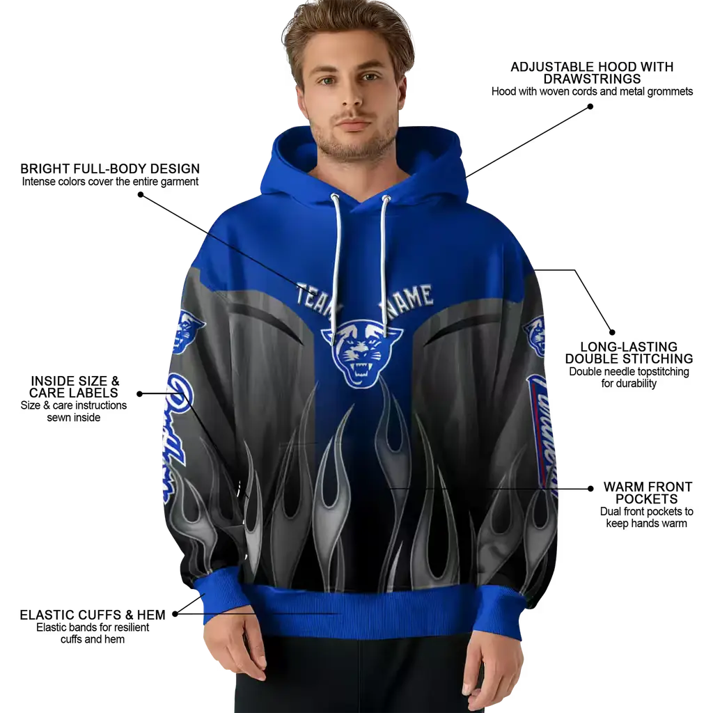personalized georgia state panthers flame design blue hoodie latest model personalized georgia state panthers flame design blue hoodie latest model