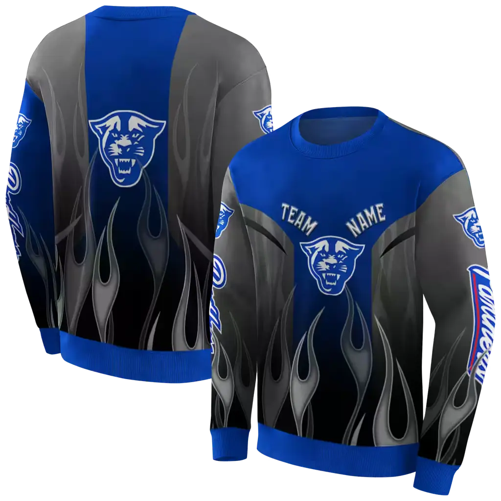 personalized georgia state panthers flame design blue hoodie premium grade personalized georgia state panthers flame design blue hoodie premium grade
