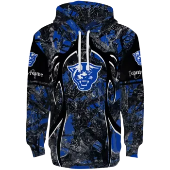 personalized georgia state panthers hunting theme blue black hoodie best selling