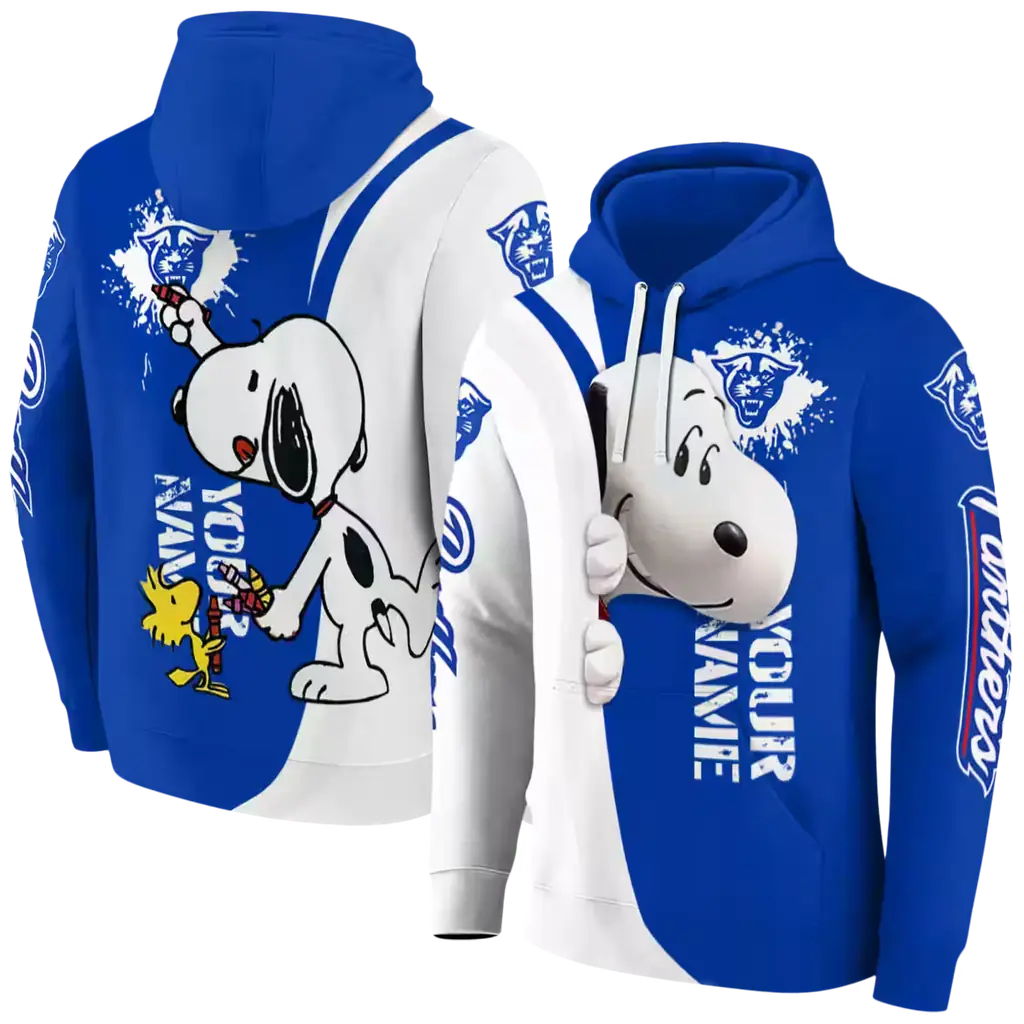 personalized georgia state panthers peeking snoopy blue hoodie fashion forward personalized georgia state panthers peeking snoopy blue hoodie fashion forward