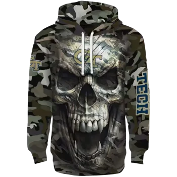 personalized georgia tech yellow jackets camo skull hoodie best selling