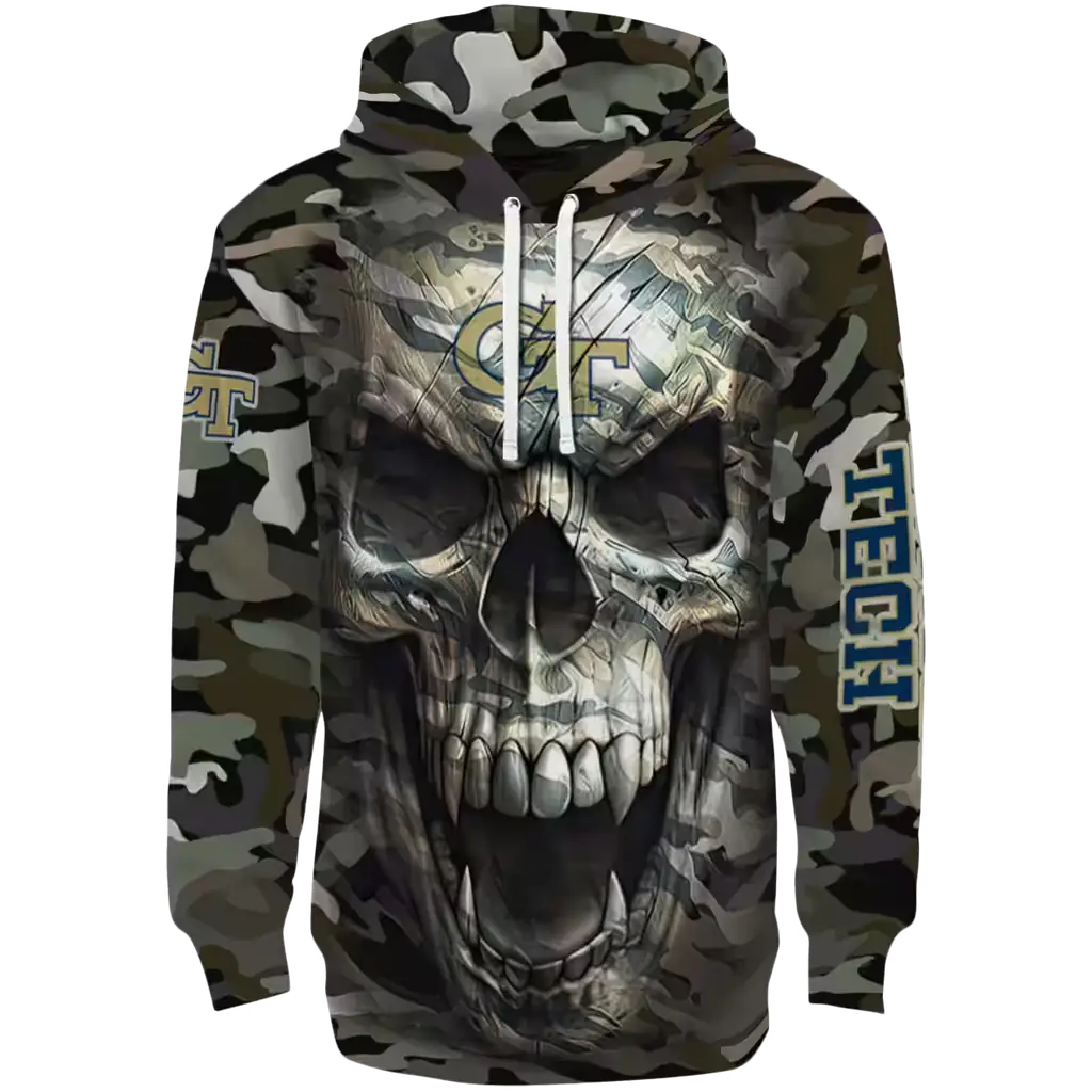 personalized georgia tech yellow jackets camo skull hoodie best selling personalized georgia tech yellow jackets camo skull hoodie best selling