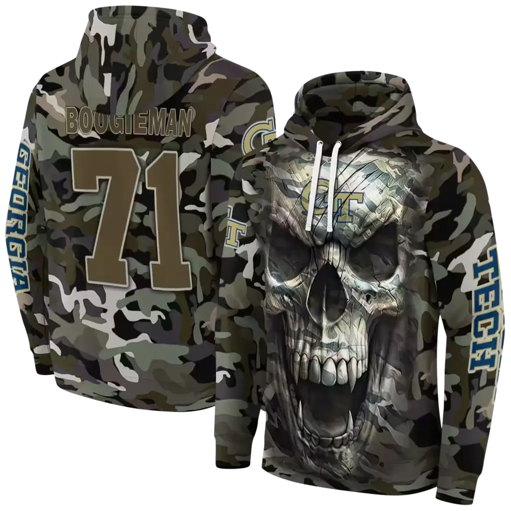 personalized georgia tech yellow jackets camo skull hoodie fashion forward personalized georgia tech yellow jackets camo skull hoodie fashion forward