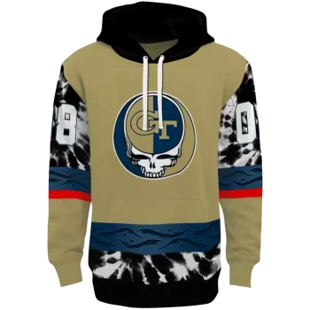 personalized georgia tech yellow jackets grateful vibes gold hoodie best selling