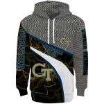 personalized georgia tech yellow jackets hexagonal mesh gold black gray hoodie best selling