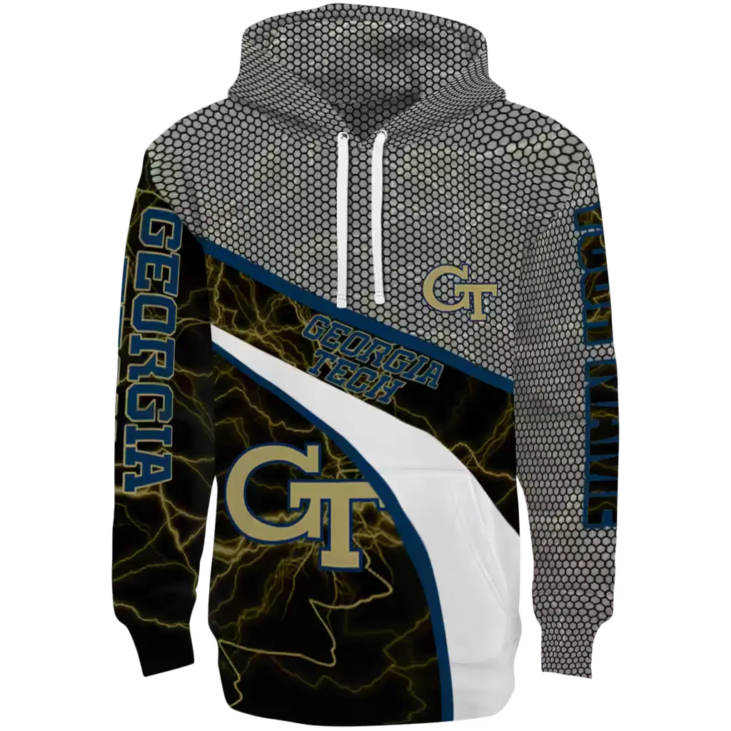 personalized georgia tech yellow jackets hexagonal mesh gold black gray hoodie best selling personalized georgia tech yellow jackets hexagonal mesh gold black gray hoodie best selling