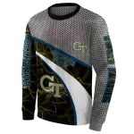 personalized georgia tech yellow jackets hexagonal mesh gold black gray hoodie best selling