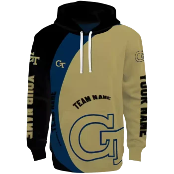personalized georgia tech yellow jackets minimalist design gold black hoodie best selling