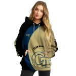 personalized georgia tech yellow jackets minimalist design gold black hoodie best selling