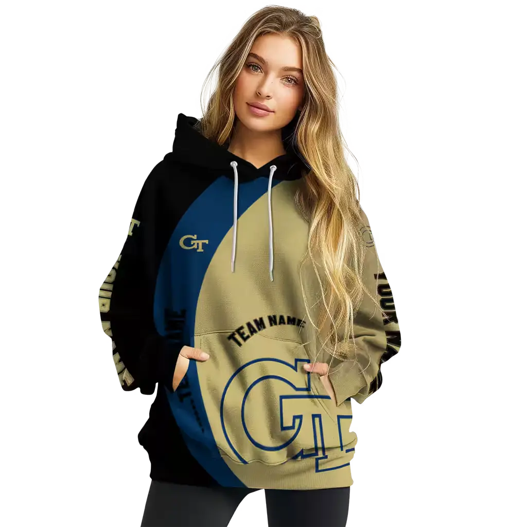 personalized georgia tech yellow jackets minimalist design gold black hoodie high quality personalized georgia tech yellow jackets minimalist design gold black hoodie high quality