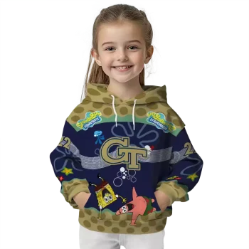personalized georgia tech yellow jackets spongebob patrick star gold navy hoodie top rated