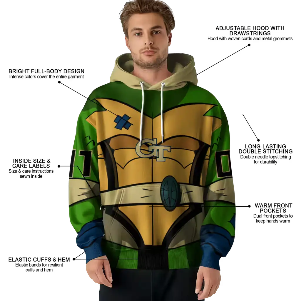 personalized georgia tech yellow jackets superhero armor gold green hoodie latest model personalized georgia tech yellow jackets superhero armor gold green hoodie latest model