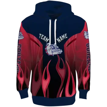 personalized gonzaga bulldogs flame design blue hoodie best selling