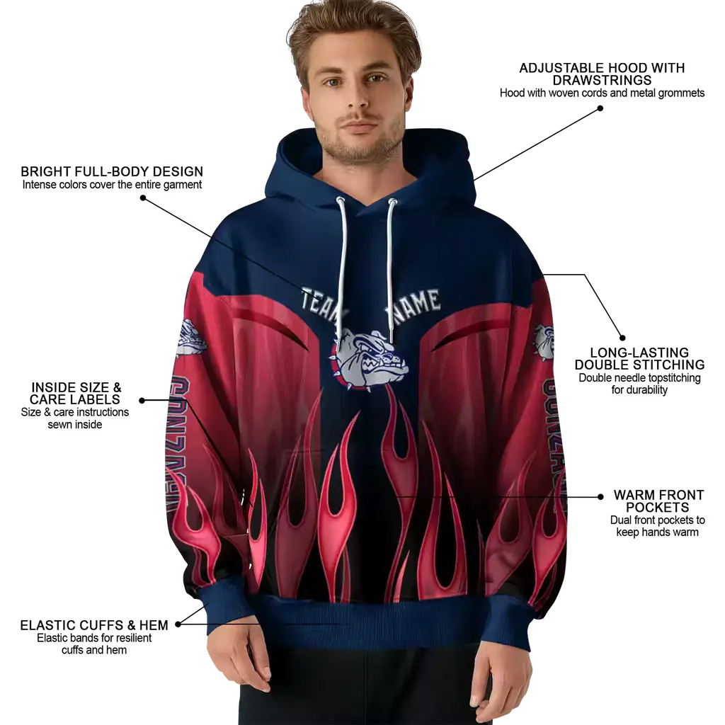 personalized gonzaga bulldogs flame design blue hoodie latest model personalized gonzaga bulldogs flame design blue hoodie latest model