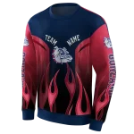 personalized gonzaga bulldogs flame design blue hoodie best selling