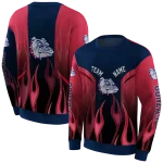 personalized gonzaga bulldogs flame design blue hoodie best selling