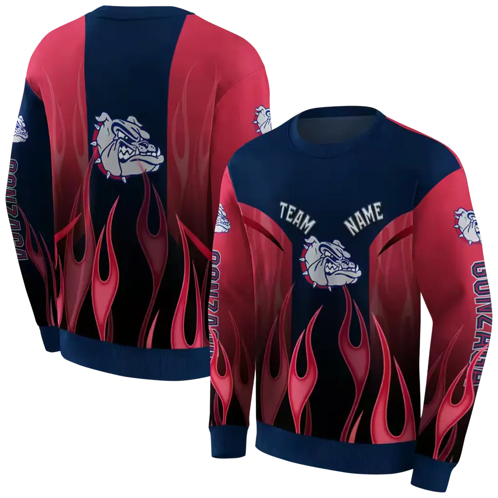 personalized gonzaga bulldogs flame design blue hoodie premium grade personalized gonzaga bulldogs flame design blue hoodie premium grade