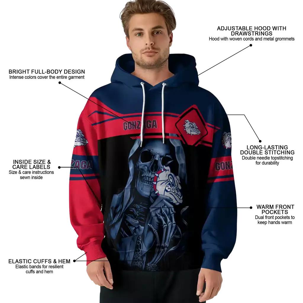 personalized gonzaga bulldogs grim reaper blue black hoodie latest model personalized gonzaga bulldogs grim reaper blue black hoodie latest model