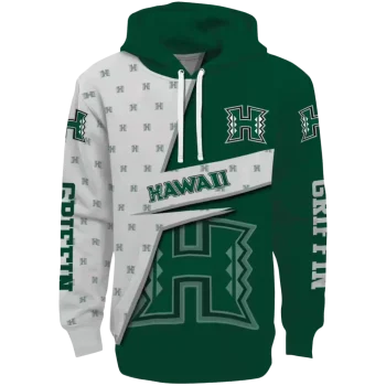 personalized hawaii rainbow warriors abstract shape green hoodie best selling