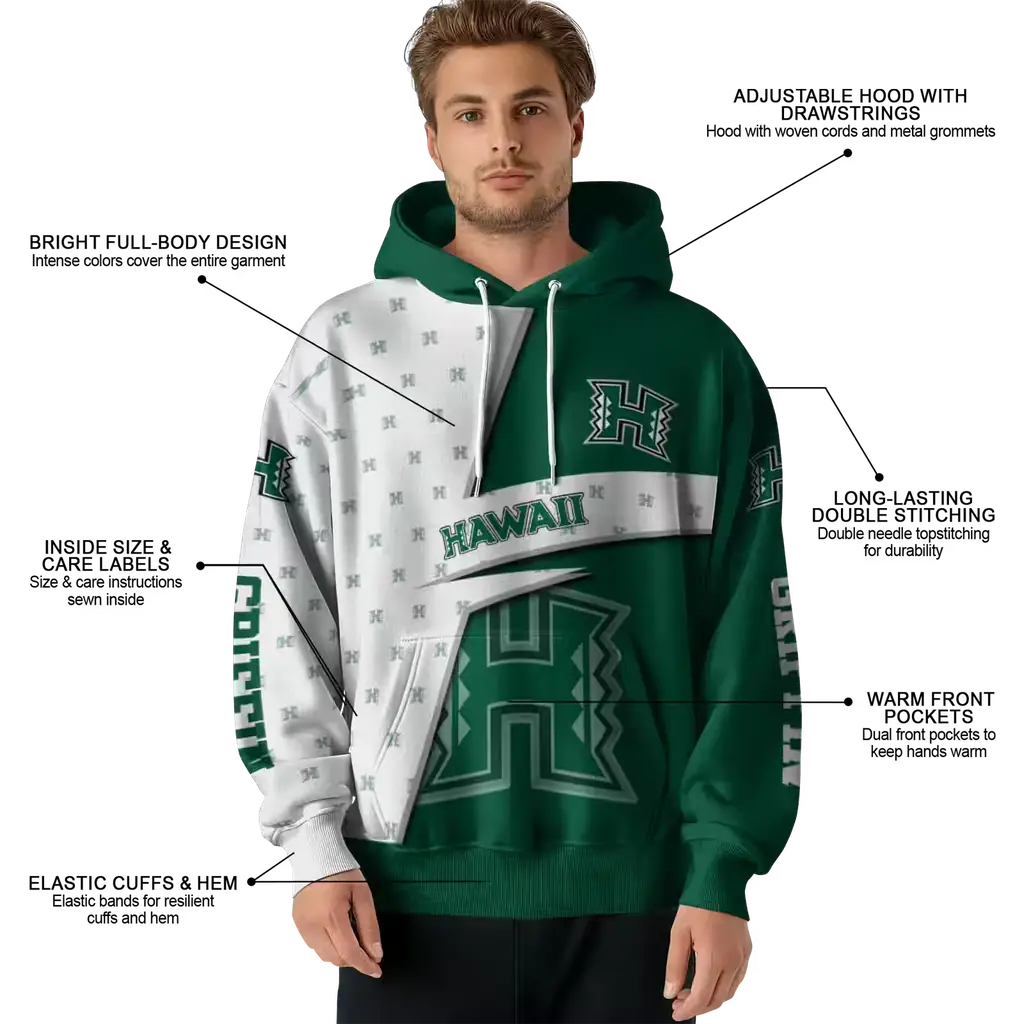 personalized hawaii rainbow warriors abstract shape green hoodie latest model personalized hawaii rainbow warriors abstract shape green hoodie latest model