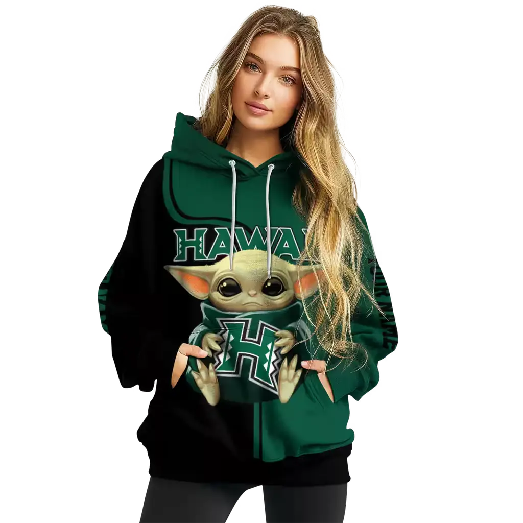 personalized hawaii rainbow warriors baby yoda green black hoodie high quality personalized hawaii rainbow warriors baby yoda green black hoodie high quality