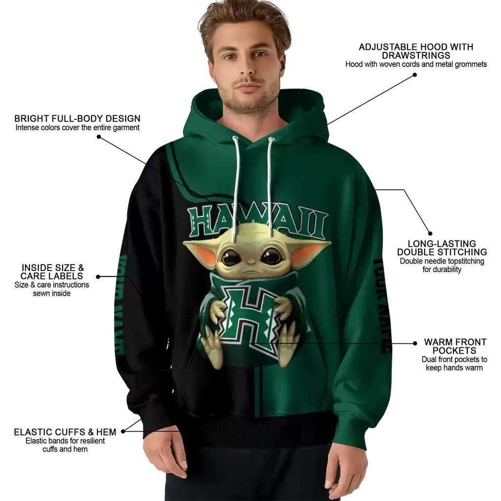 personalized hawaii rainbow warriors baby yoda green black hoodie latest model personalized hawaii rainbow warriors baby yoda green black hoodie latest model