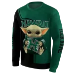 personalized hawaii rainbow warriors baby yoda green black hoodie best selling