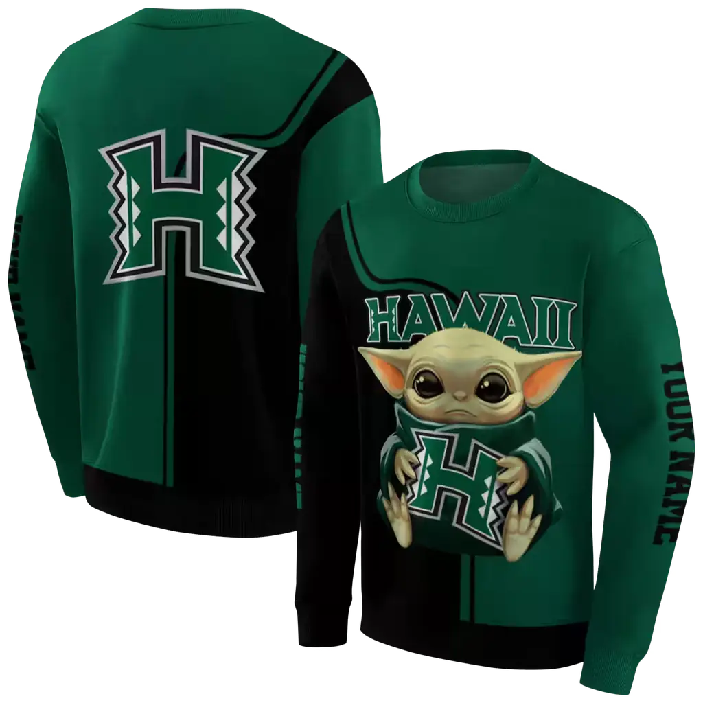 personalized hawaii rainbow warriors baby yoda green black hoodie premium grade personalized hawaii rainbow warriors baby yoda green black hoodie premium grade