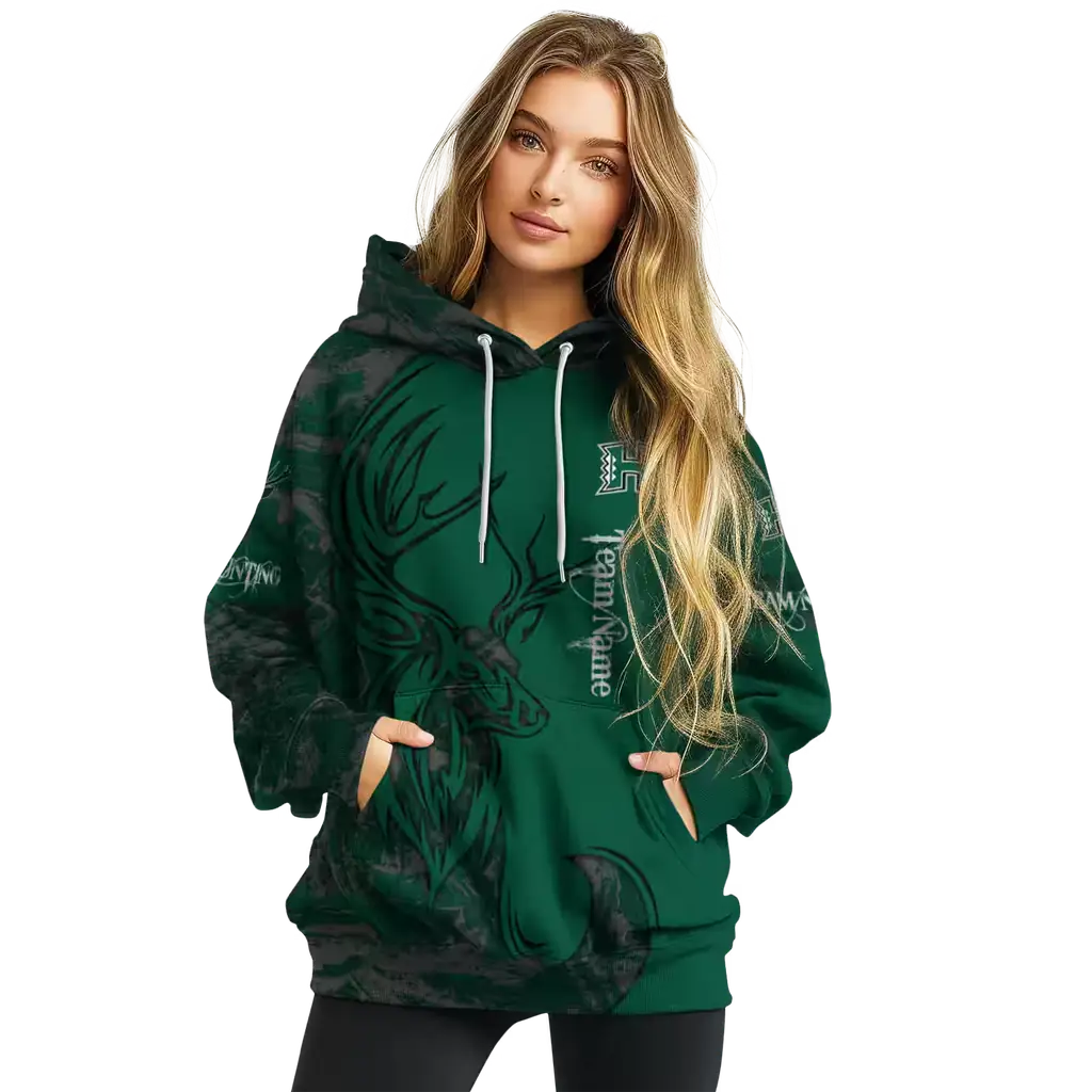 personalized hawaii rainbow warriors deer silhouette green hoodie high quality personalized hawaii rainbow warriors deer silhouette green hoodie high quality