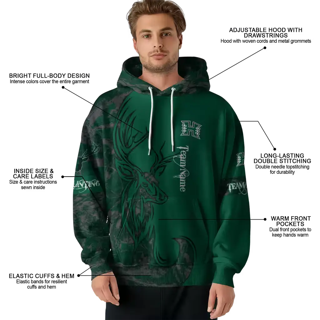 personalized hawaii rainbow warriors deer silhouette green hoodie latest model personalized hawaii rainbow warriors deer silhouette green hoodie latest model