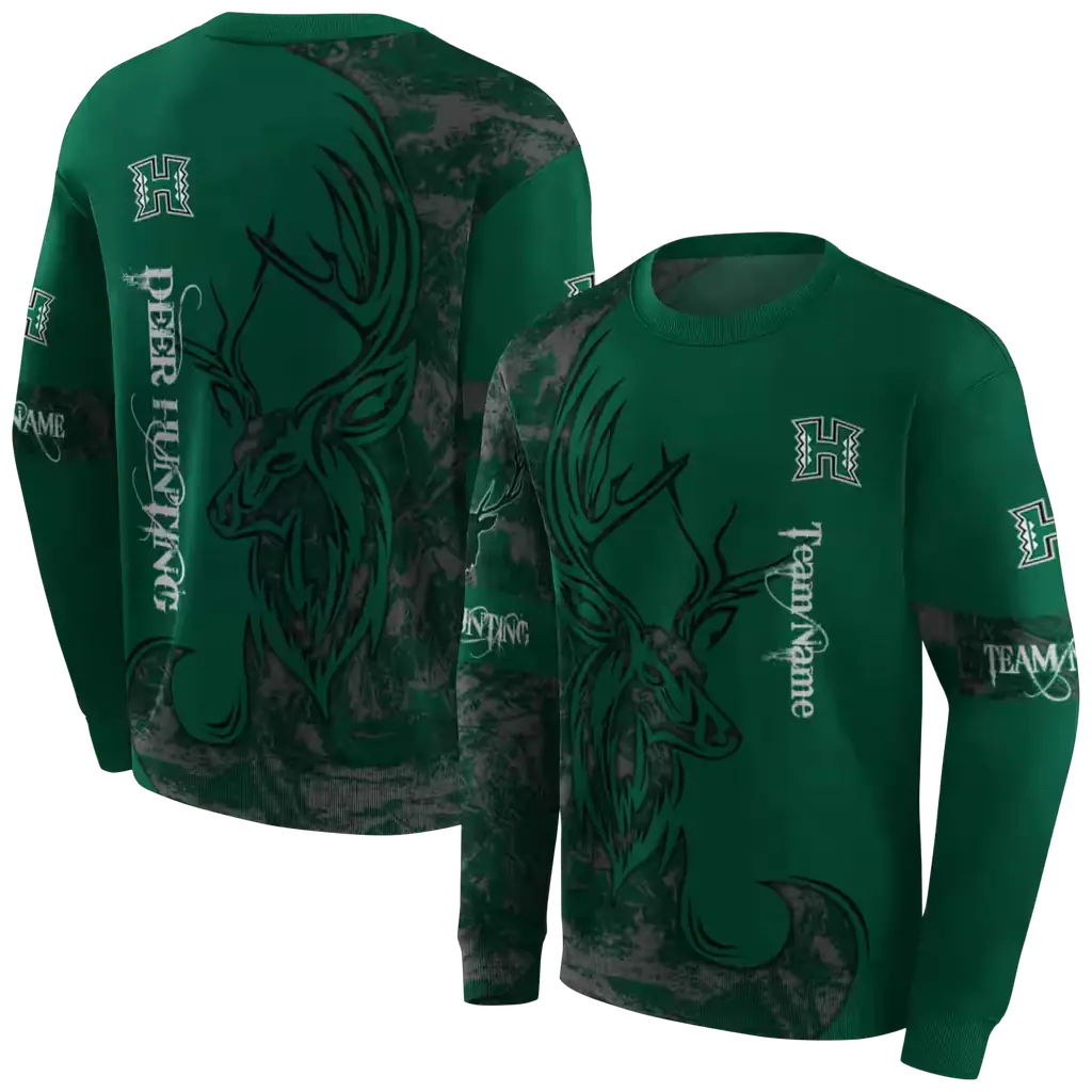 personalized hawaii rainbow warriors deer silhouette green hoodie premium grade personalized hawaii rainbow warriors deer silhouette green hoodie premium grade