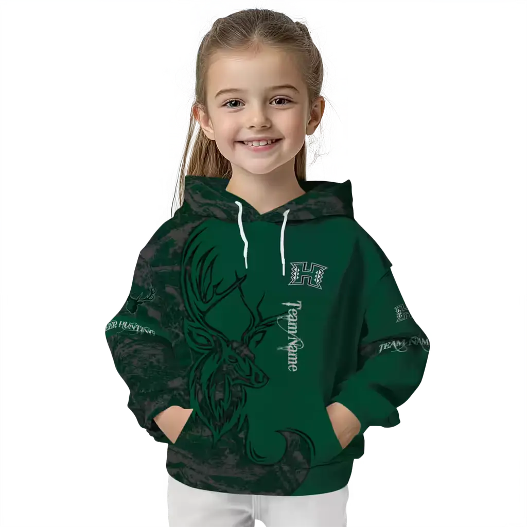 personalized hawaii rainbow warriors deer silhouette green hoodie top rated personalized hawaii rainbow warriors deer silhouette green hoodie top rated