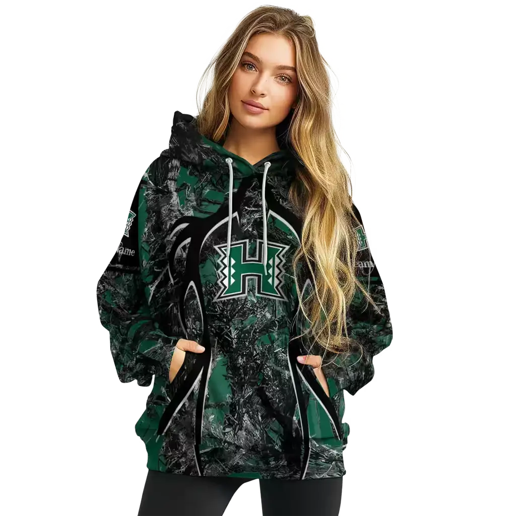 personalized hawaii rainbow warriors hunting theme green black hoodie high quality personalized hawaii rainbow warriors hunting theme green black hoodie high quality