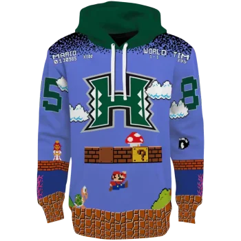 personalized hawaii rainbow warriors mario blue black hoodie best selling