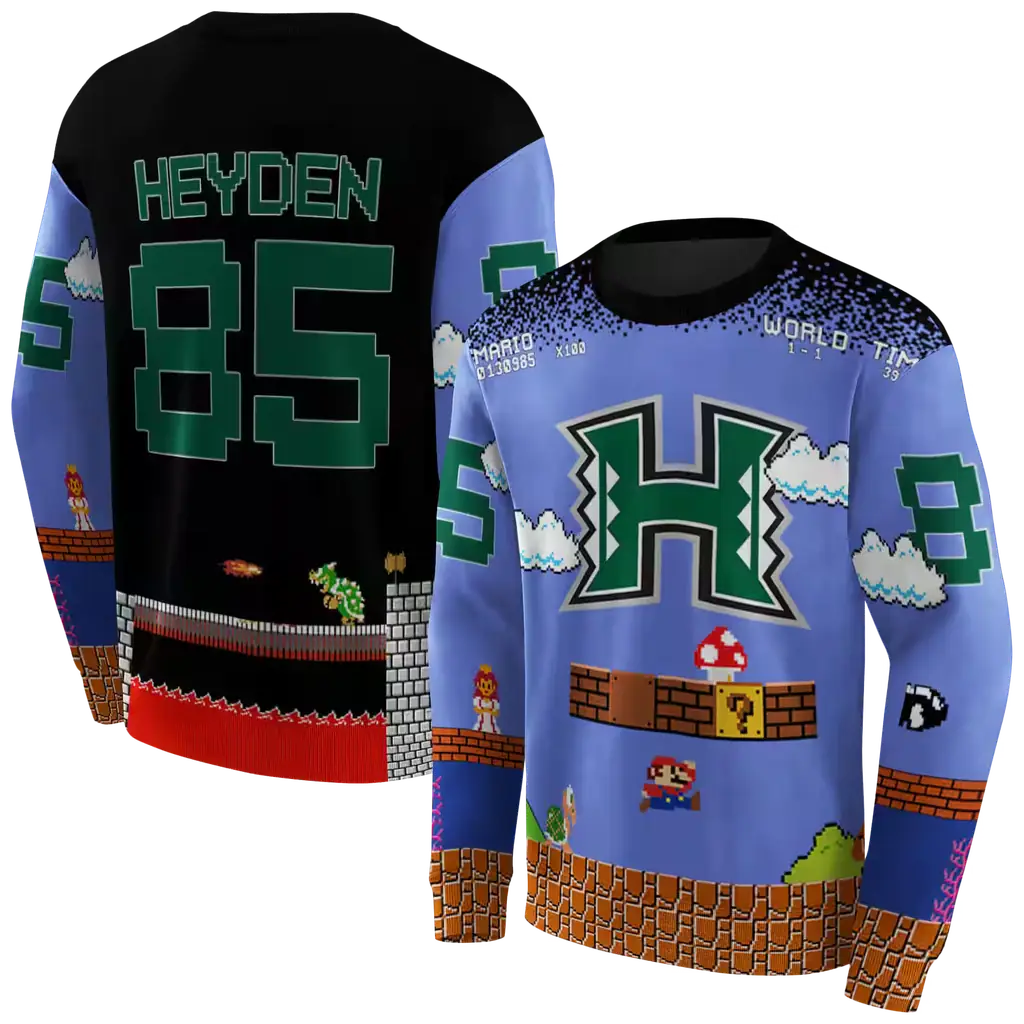 personalized hawaii rainbow warriors mario blue black hoodie premium grade personalized hawaii rainbow warriors mario blue black hoodie premium grade