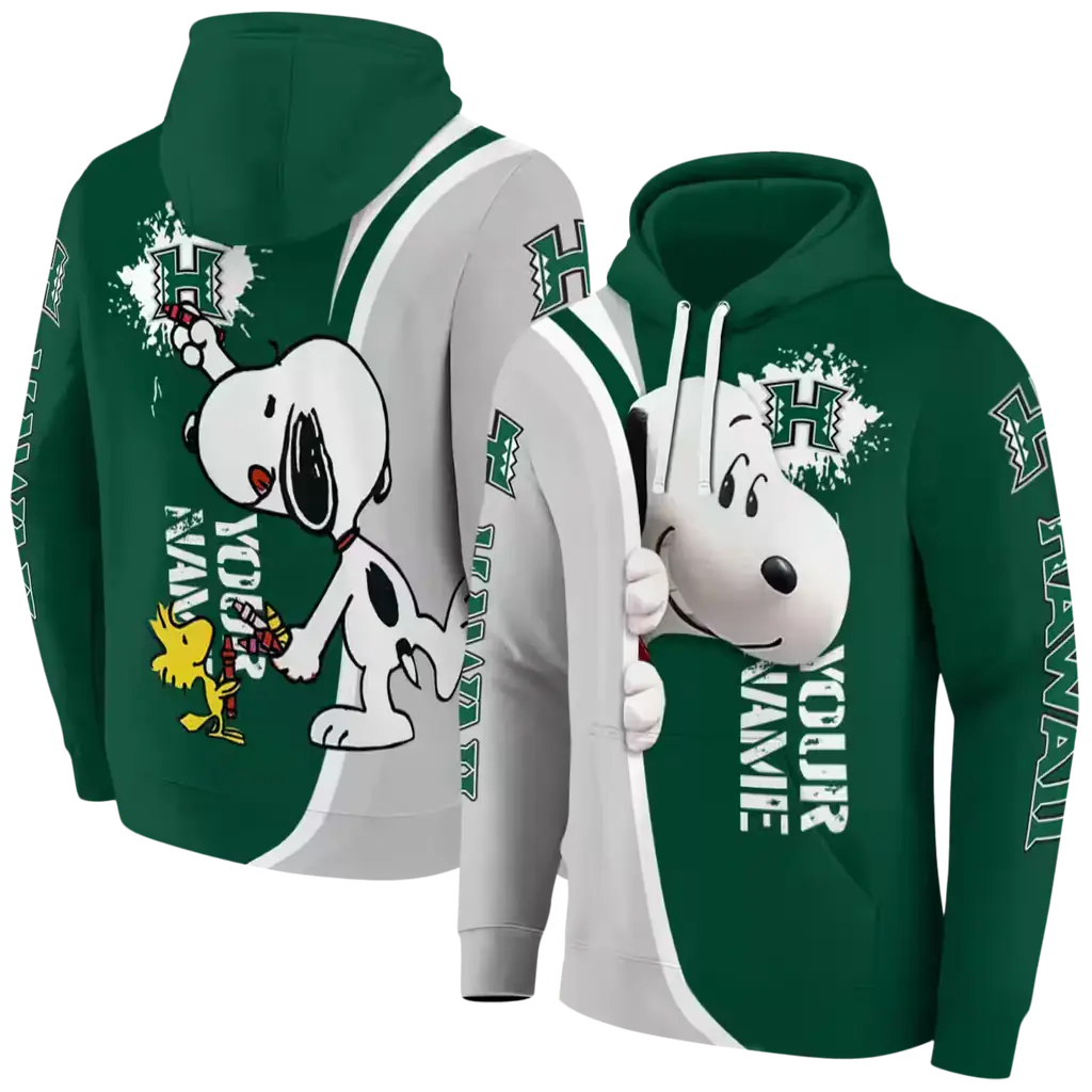 personalized hawaii rainbow warriors peeking snoopy green hoodie fashion forward personalized hawaii rainbow warriors peeking snoopy green hoodie fashion forward