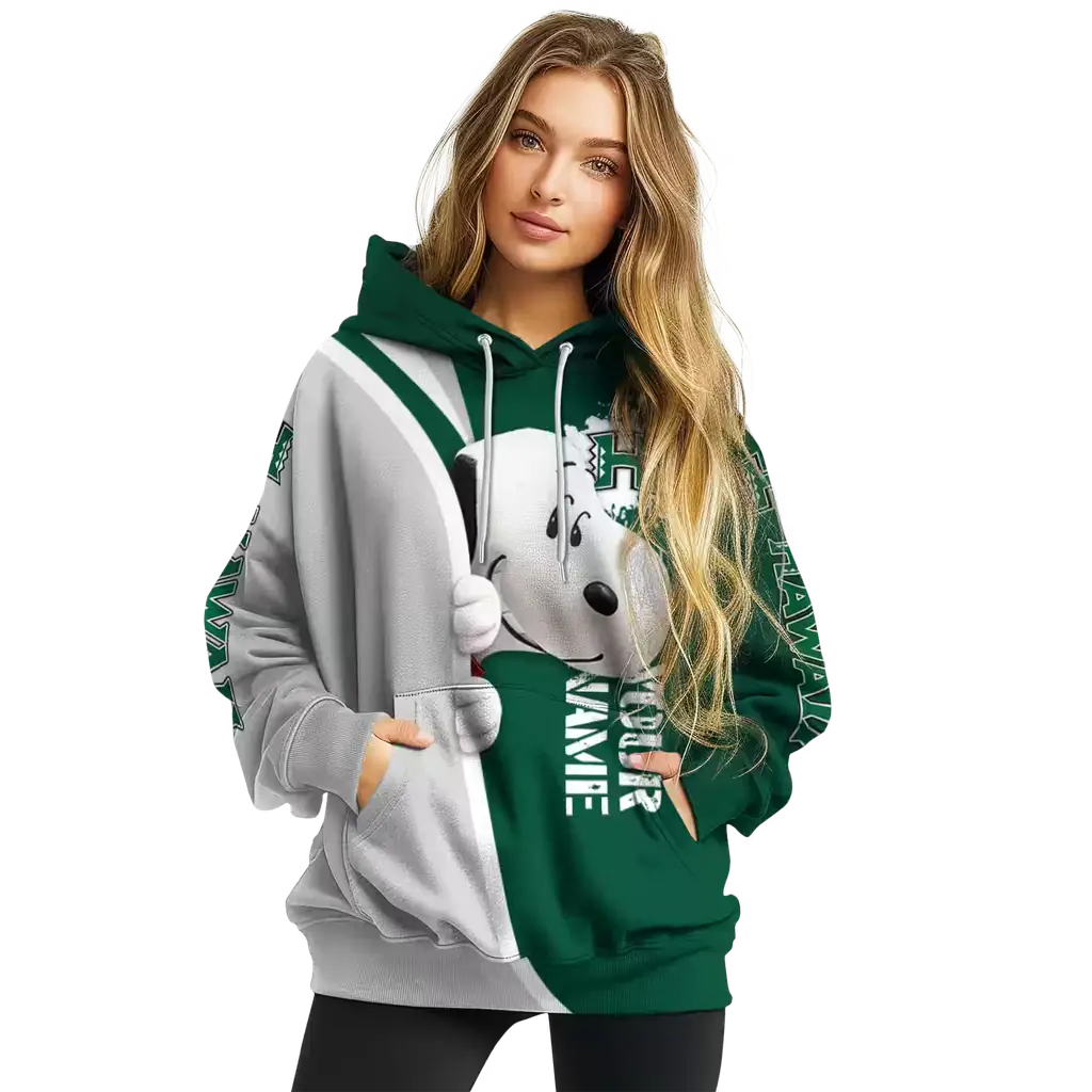 personalized hawaii rainbow warriors peeking snoopy green hoodie high quality personalized hawaii rainbow warriors peeking snoopy green hoodie high quality
