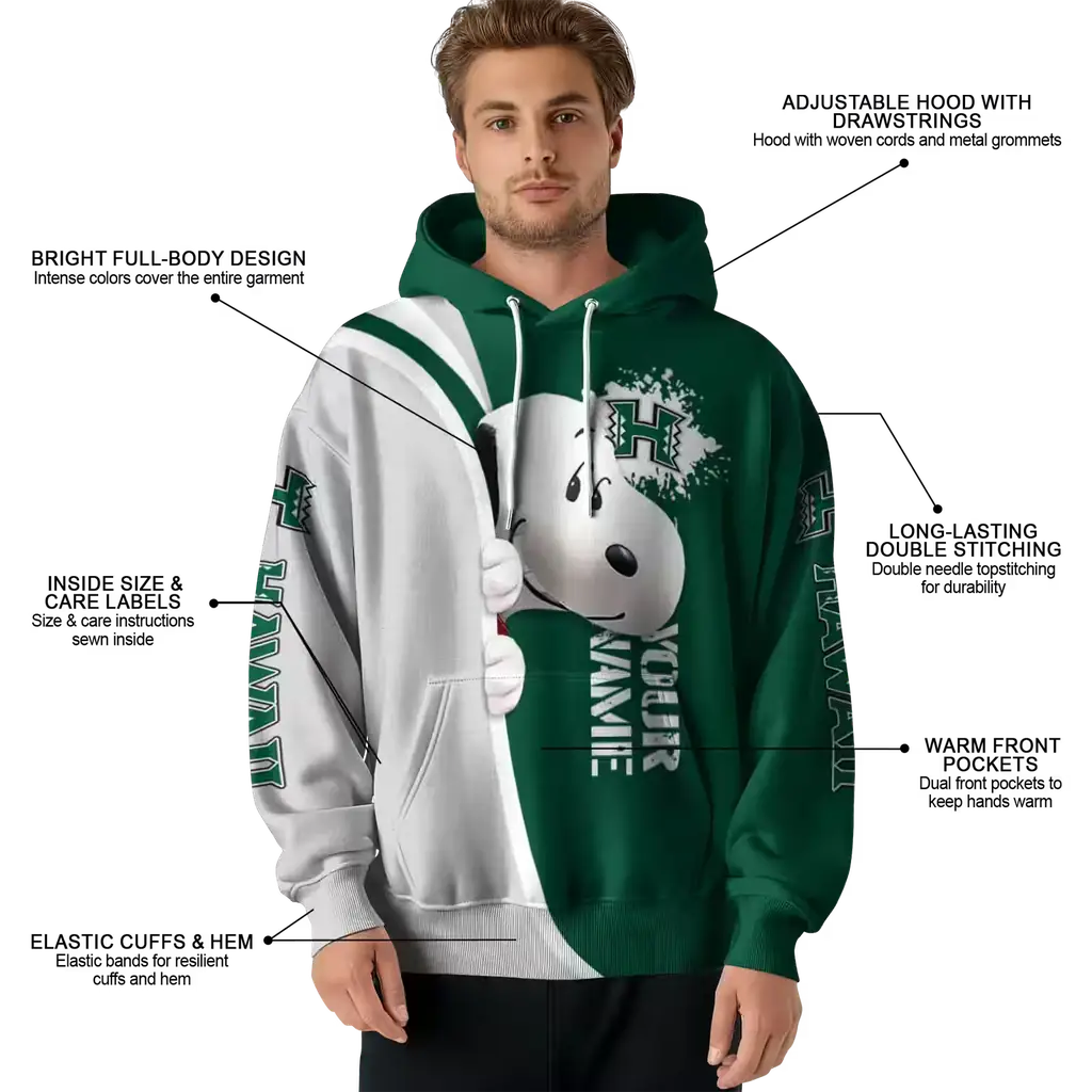 personalized hawaii rainbow warriors peeking snoopy green hoodie latest model personalized hawaii rainbow warriors peeking snoopy green hoodie latest model