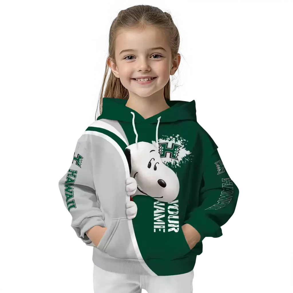 personalized hawaii rainbow warriors peeking snoopy green hoodie top rated personalized hawaii rainbow warriors peeking snoopy green hoodie top rated