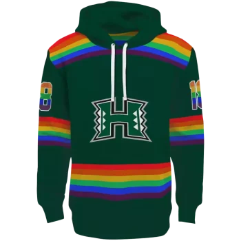 personalized hawaii rainbow warriors rainbow stripes green hoodie best selling