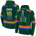 personalized hawaii rainbow warriors rainbow stripes green hoodie best selling