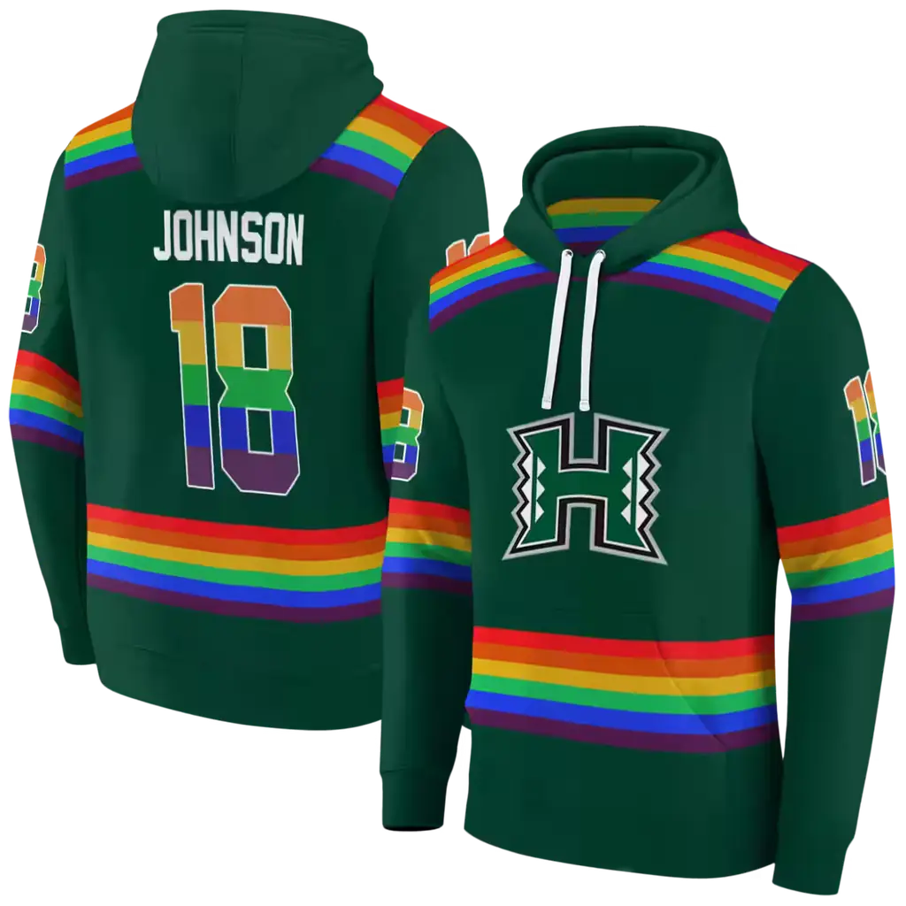 personalized hawaii rainbow warriors rainbow stripes green hoodie fashion forward personalized hawaii rainbow warriors rainbow stripes green hoodie fashion forward