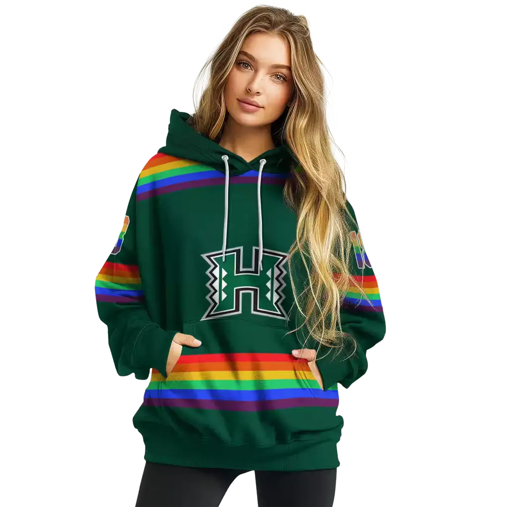 personalized hawaii rainbow warriors rainbow stripes green hoodie high quality personalized hawaii rainbow warriors rainbow stripes green hoodie high quality