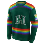 personalized hawaii rainbow warriors rainbow stripes green hoodie best selling