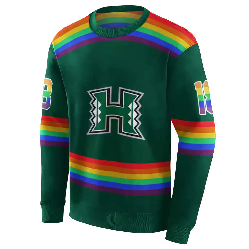 personalized hawaii rainbow warriors rainbow stripes green hoodie new arrival personalized hawaii rainbow warriors rainbow stripes green hoodie new arrival
